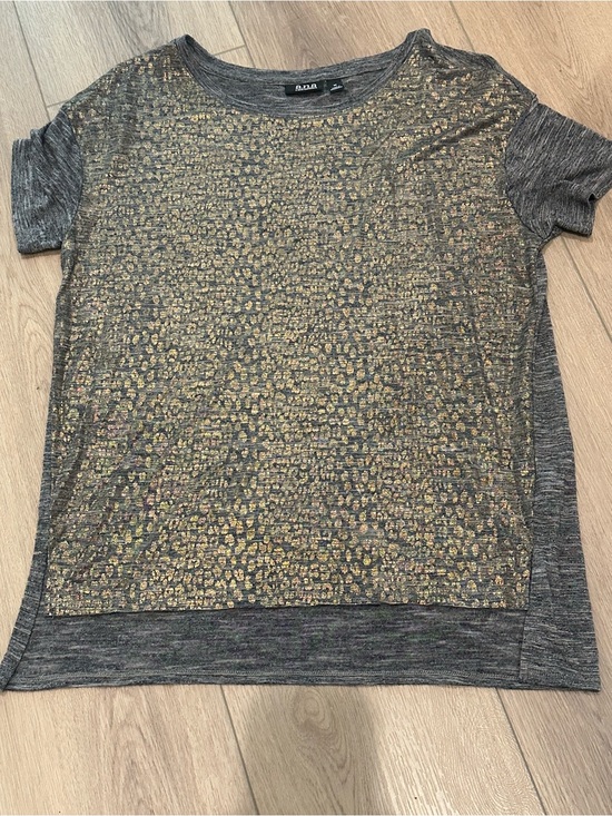 a.n.a Tops - a.n.a Grey Top with Gold Leopard Foil
